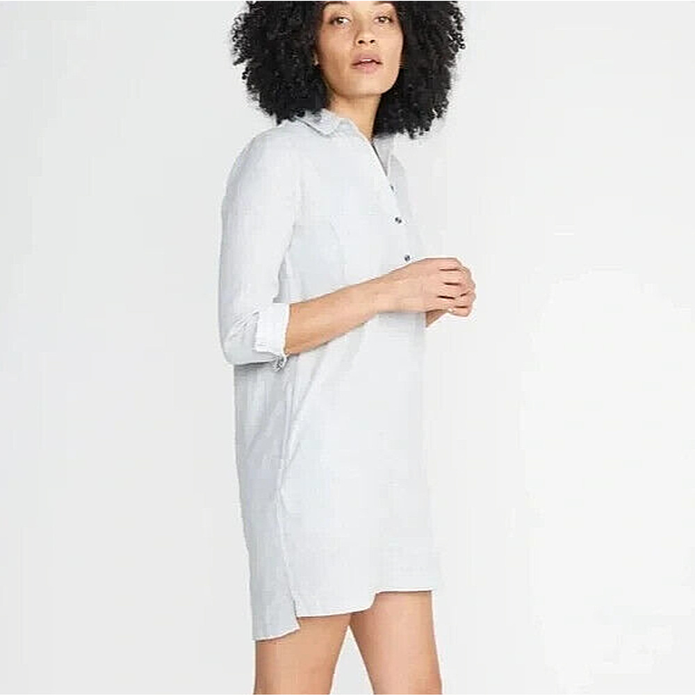 Marine Layer Size M Quinn Popover Shirt Dress Woven Cotton Gray - Picture 2 of 11